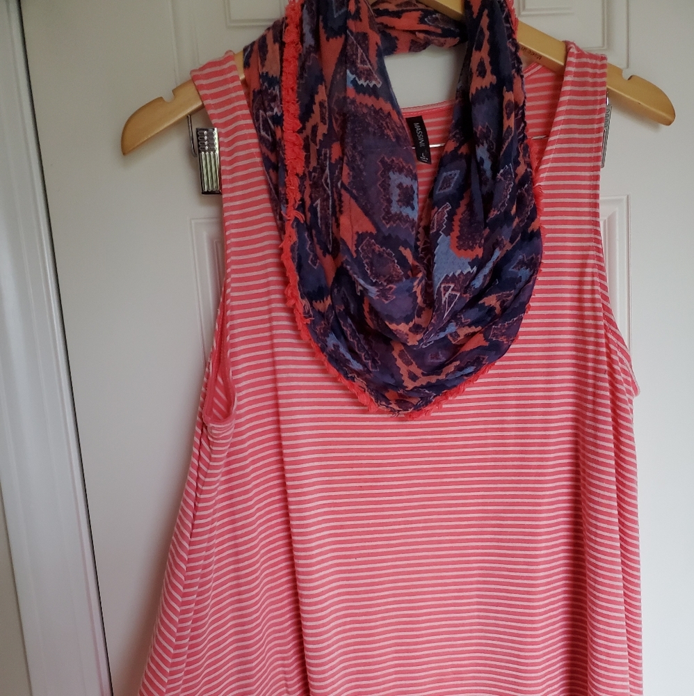 Tank tunic with infinity scarf